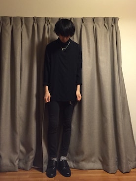 「LAD MUSICIAN（ラッドミュージシャン）のアイテム（Tシャツ/カットソー、ブラック系）」を使った、nさん（メンズ）の秋コーディネート