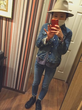 「トイレから失礼しやす」｜「アイテム（デニムジャケット）」を使った、じゃんたさん（レディース・159cm）の秋コーディネート