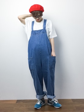 「ANAP（アナップ）のアイテム（オールインワン・サロペット）」を使った、おりこさん（レディース・155cm）の春コーディネート