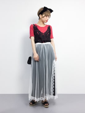 「Luz Llena (NEY)（ラズレナニー）のアイテム（トップス）」を使った、おりこさん（レディース・155cm）の夏コーディネート