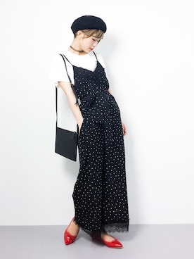 「Chico（チコ）のアイテム（サロペット/オーバーオール）」を使った、おりこさん（レディース・155cm）の夏コーディネート
