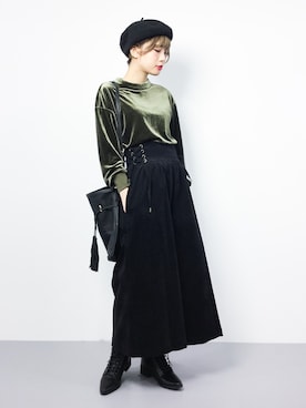 「Honey Salon（ハニーサロン）のアイテム（パンツ）」を使った、おりこさん（レディース・155cm）の秋コーディネート