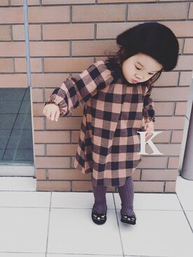 「URBAN RESEARCH（アーバンリサーチ）のアイテム（ハンチング/ベレー帽）」を使った、.comaさん（キッズ・80cm）の秋コーディネート