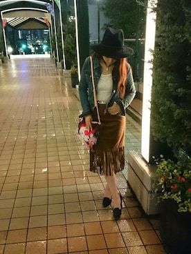 「ハットコーデ」｜「アイテム（ジャケット/アウター）」を使った、yuri osumiさん（レディース・161cm）の秋コーディネート