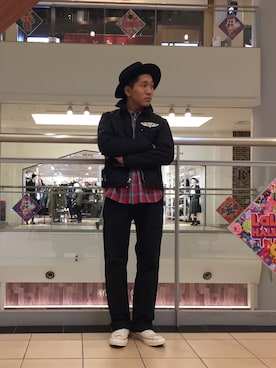 「アキコーデ」｜「アイテム（ライダースジャケット）」を使った、RYOHEI  TOTOKIさん（メンズ・165cm）の秋コーディネート