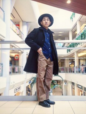 「schott（ショット）のアイテム（ステンカラーコート）」を使った、RYOHEI  TOTOKIさん（メンズ・165cm）の冬コーディネート