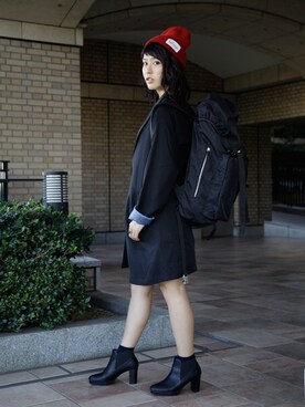 「DETAILS（ディテールズ）のアイテム（ステンカラーコート）」を使った、MEG BIDさん（レディース・160cm）の秋コーディネート