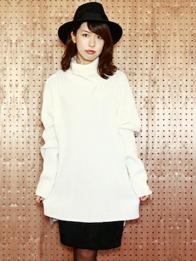 「ツバ広」｜MEG BIDさん（レディース・160cm）の冬コーディネート