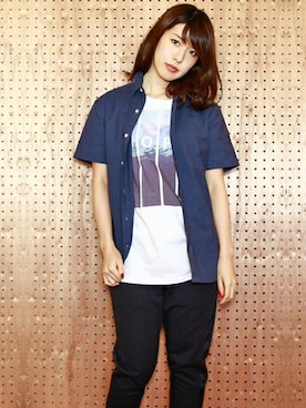 「青シャツ」｜MEG BIDさん（レディース・160cm）の春コーディネート