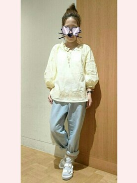 「マムジーンズ」｜ムーさんさん（レディース・145cm）の春コーディネート