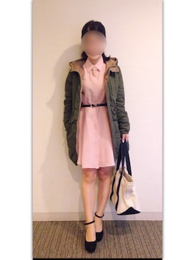 「AS KNOW AS plus（アズノゥアズプラス）のアイテム（ダウンジャケット/コート）」を使った、Hさん（レディース・155cm）の春コーディネート