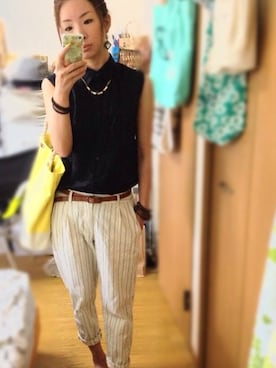 「B.L.U.E（ビーエルユーイー）のアイテム（パンツ）」を使った、u-koさん（レディース・164cm）の夏コーディネート