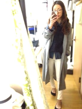 「LBC（エルビーシー）のアイテム（チェスターコート）」を使った、u-koさん（レディース・164cm）の冬コーディネート