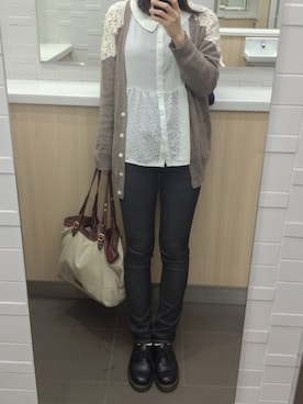 「Dr. Martens（ドクターマーチン）のDr.Martens (ドクターマーチン)/1461 3EYE GIBSON SHOES（その他シューズ）」を使った、naomiさん（レディース・163cm）の冬コーディネート