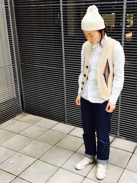 「L.H.P（エルエイチピー）のアイテム（ニットキャップ/ビーニー）」を使った、Yui.Kitazawaさん（レディース・155cm）の冬コーディネート