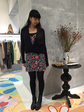 「部屋着」｜「アイテム（チュニック）」を使った、MURAOさん（レディース・171cm）の秋コーディネート