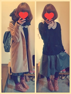 「黒ニット」｜ひだりさん（レディース・160cm）の冬コーディネート