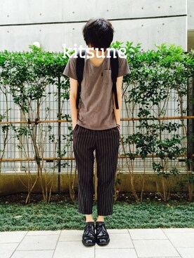 kitsuneさんの「≪SENSE 7月号掲載商品≫ポケット付スラブVネックTシャツ」を使ったコーディネート
