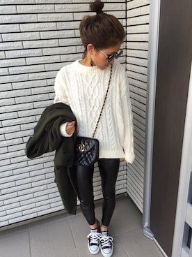 「chanel」｜「アイテム（チェスターコート）」を使った、12anna23さん（レディース・159cm）の冬コーディネート