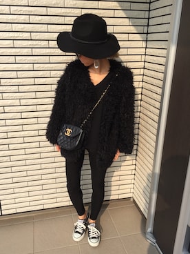「MOUSSY（マウジー）のアイテム（ノーカラージャケット）」を使った、12anna23さん（レディース・159cm）の冬コーディネート