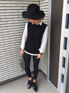 「MOUSSY（マウジー）の2WAY LEATHER BELT HAT（ハット、ブラック系）」を使った、12anna23さん（レディース・158cm）の春コーディネート