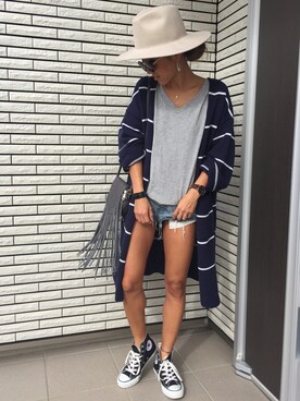 「Ameri（アメリ）のアイテム（ハット）」を使った、12anna23さん（レディース・159cm）の秋コーディネート