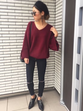「EMODA」｜「アイテム（ハンチング/ベレー帽）」を使った、12anna23さん（レディース・159cm）の秋コーディネート