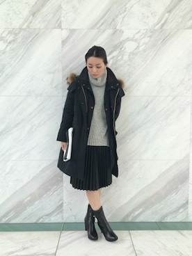 「フェイクレザー」｜「アイテム（モッズコート）」を使った、DRESSTERIORプレス　Kobayashiさん（レディース・157cm）の秋コーディネート