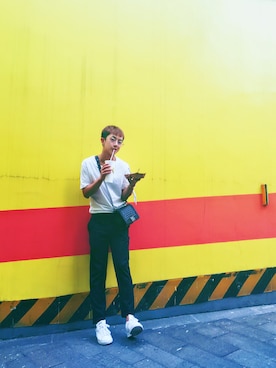 「JW Anderson（ジェイダブリューアンダーソン）のアイテム（Tシャツ/カットソー）」を使った、edrui0102さん（メンズ・175cm）の秋コーディネート