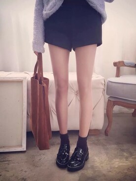 「AAのアイテム（パンツ）」を使った、八宝さん（レディース・163cm）の冬コーディネート