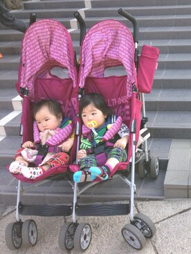 「アイテム（ママ＆ベビー、グリーン系）」を使った、るる♡ななさん（キッズ・80cm）の春コーディネート