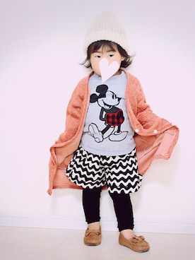 「handmade」｜「アイテム（モカシン/デッキシューズ）」を使った、あ*ずさん（キッズ・80cm）の秋コーディネート
