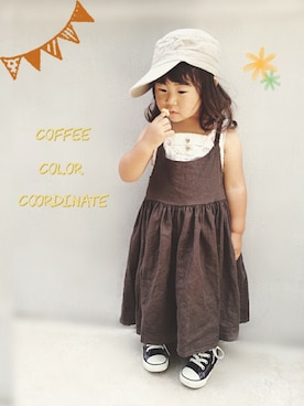 「PETIT BATEAU（プチバトー）のアイテム（キャップ）」を使った、あ*ずさん（キッズ・90cm）の夏コーディネート