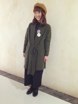 「缶バッチ」｜「アイテム（その他）」を使った、anzu＊.°・さん（レディース・156cm）の冬コーディネート