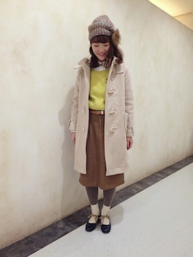 「カオリノモリ」｜「アイテム（ダッフルコート）」を使った、anzu＊.°・さん（レディース・156cm）の冬コーディネート