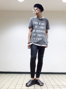 「INFIELDER DESIGN（インフィールダーデザイン）のアイテム（ハンチング/ベレー帽）」を使った、kzさん（メンズ・173cm）の夏コーディネート