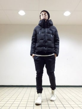 「デサント」｜「アイテム（ダウンジャケット/コート）」を使った、kzさん（メンズ・173cm）の冬コーディネート
