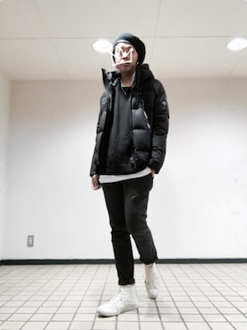 「INFIELDER DESIGN（インフィールダーデザイン）のアイテム（ハンチング/ベレー帽）」を使った、kzさん（メンズ・173cm）の冬コーディネート