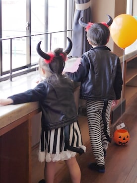 「UNIQLO（ユニクロ）のアイテム（ライダースジャケット）」を使った、yuno*tsuさん（キッズ・100cm）の秋コーディネート