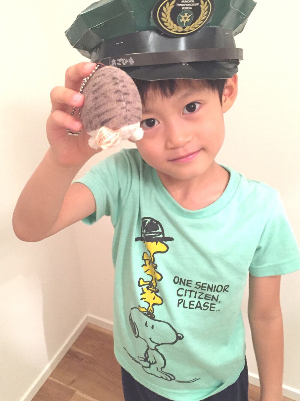 「パジャマ」｜「UNIQLOのアイテム（Tシャツ/カットソー、グリーン系）」を使った、aoi erikaさん（キッズ・110cm）の秋コーディネートの1枚目の写真