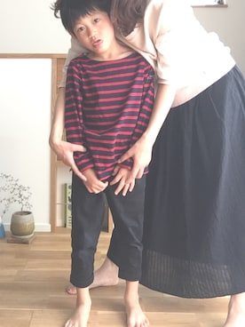 「NANO universe（ナノユニバース）のアイテム（スウェット）」を使った、aoi erikaさん（キッズ・110cm）の秋コーディネート