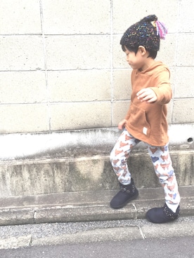 「キツネ柄」｜aoi erikaさん（キッズ・110cm）の秋コーディネート