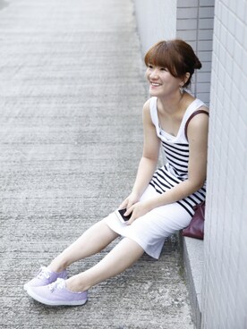 「summer style」｜「アイテム（チュニック）」を使った、Michellechelleさん（レディース・157cm）の夏コーディネート
