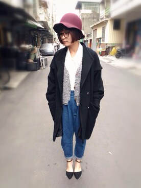 「hat」｜「アイテム（ダッフルコート）」を使った、AGさん（レディース・160cm）の冬コーディネート