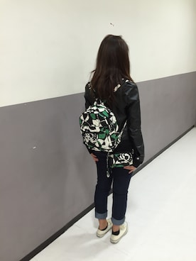 「EGOIST（エゴイスト）のアイテム（ライダースジャケット）」を使った、Vera Bradley Shop Staffsさん（レディース・160cm）の秋コーディネート