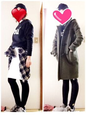 「LEE」｜「アイテム（ダッフルコート）」を使った、Yuka Ikedaさん（レディース・161cm）の冬コーディネート