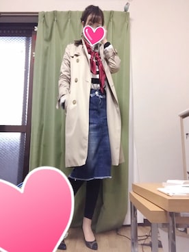 「OZOC（オゾック）のアイテム（デニムスカート）」を使った、Yuka Ikedaさん（レディース・161cm）の春コーディネート