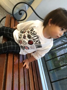 「RAD CUSTOM（ラッドカスタム）のアイテム（トップス、ホワイト系）」を使った、chiさん（キッズ・90cm）の秋コーディネート