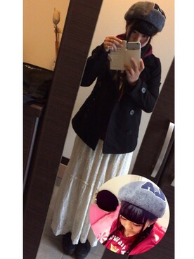 「アイテム（ピーコート）」を使った、ayakaさん（レディース・159cm・10代）の春コーディネート
