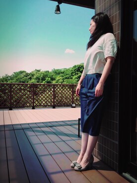 「Carlie e felice（カーリーエフェリーチェ）のアイテム（パンプス）」を使った、riekoさん（レディース・158cm）の夏コーディネート